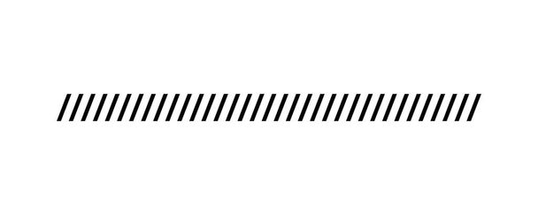 Slash line. Border with diagonal lines. Angle of tilt stripes. Black pattern of footer isolated on white background. Vector. - ベクター画像