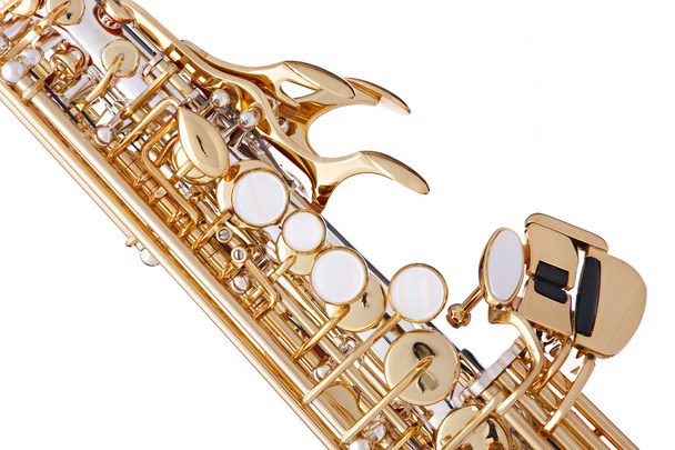 Золотий саксофон ізольовано на білому
 - Фото, зображення