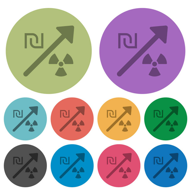 Rising nuclear energy israeli new shekel prices darker flat icons on color round background - Vektor, Bild
