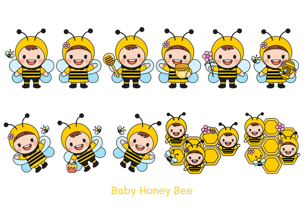 Clipart rempli d'abeilles de miel bébé - Vecteur, image