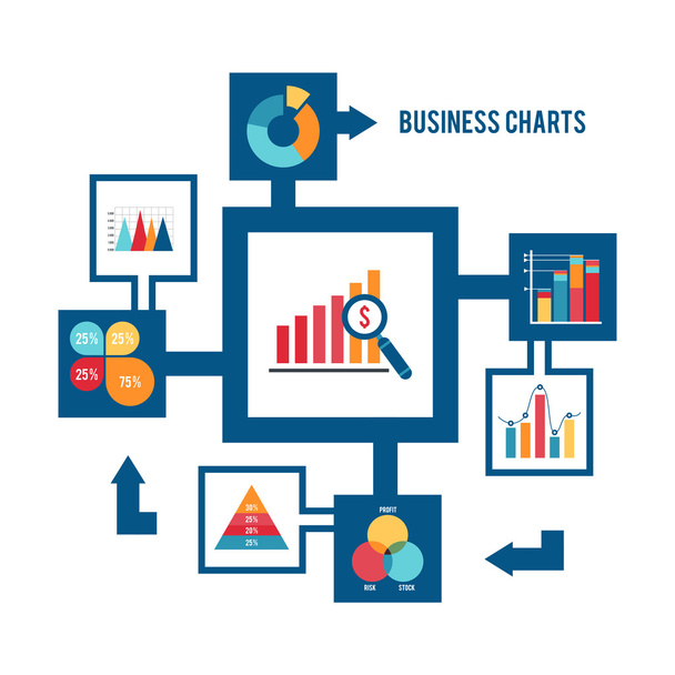 Conjunto de ícones de gráfico de negócios
 - Vetor, Imagem