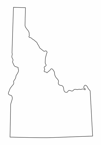 Izolovaná mapa státu Idaho. Černé obrysy na bílém pozadí. - Vektor, obrázek