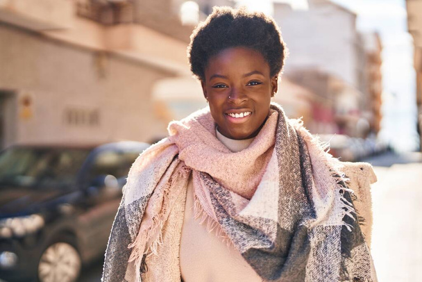 African american woman smiling confident standing at street - Fotó, kép