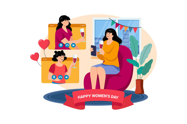 Womans Day Illustration concept. Flat illustration isolated on white background. - ベクター画像