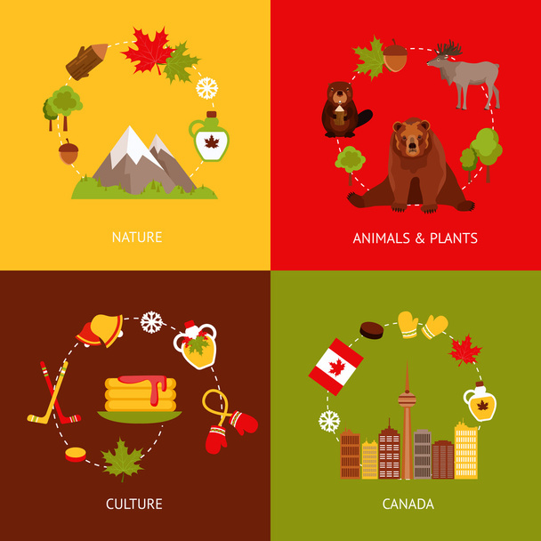 Плоские иконки Канады
 - Вектор,изображение