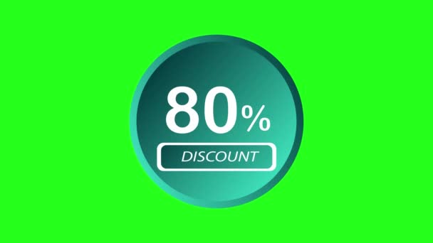promotion animation 80% discount promotion eighty percent discount green screen - Metraje, vídeo