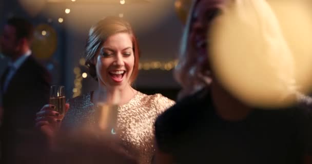 Young happy caucasian woman dancing having fun at party. - Imágenes, Vídeo