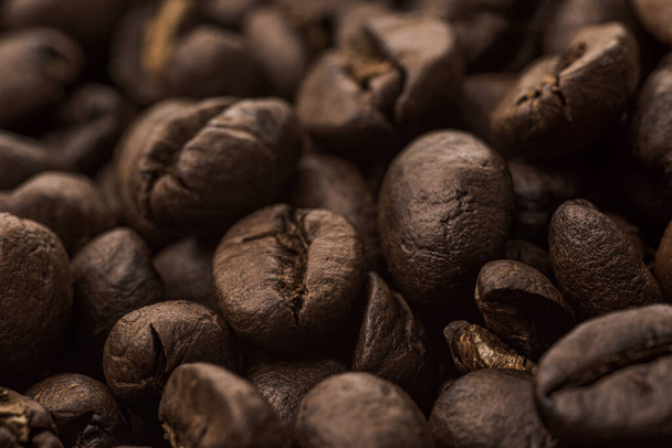  Fresh Coffee Beans Background with copy space. Flat Lay. High quality photo - Fotografie, Obrázek