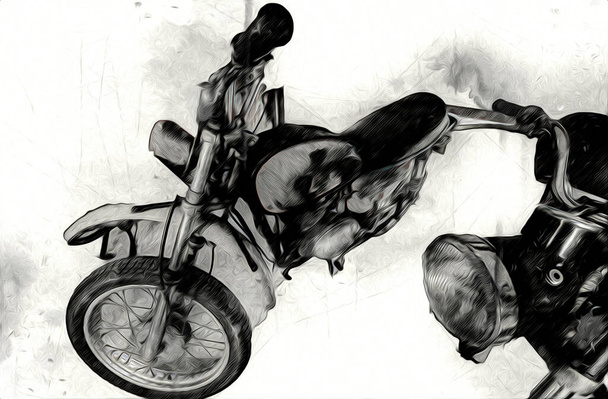 Motor cycle llustration color isolated art vintage retro - Foto, Bild