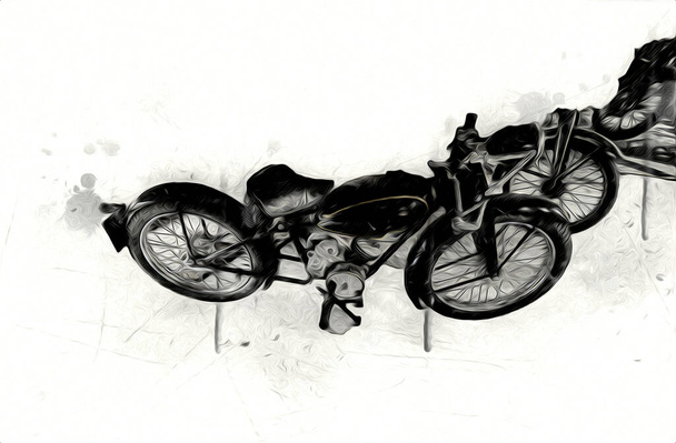 Motor cycle llustration color isolated art vintage retro - Zdjęcie, obraz