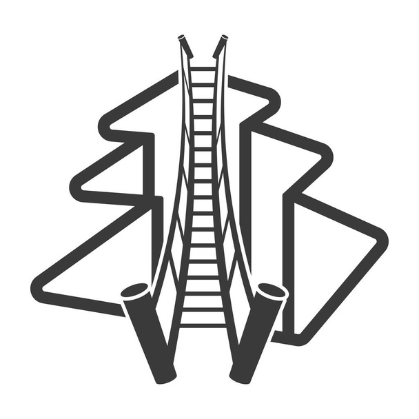 Wooden suspended bridge over the ravine icon isolated on white background.Vector illustration. - Vektor, obrázek
