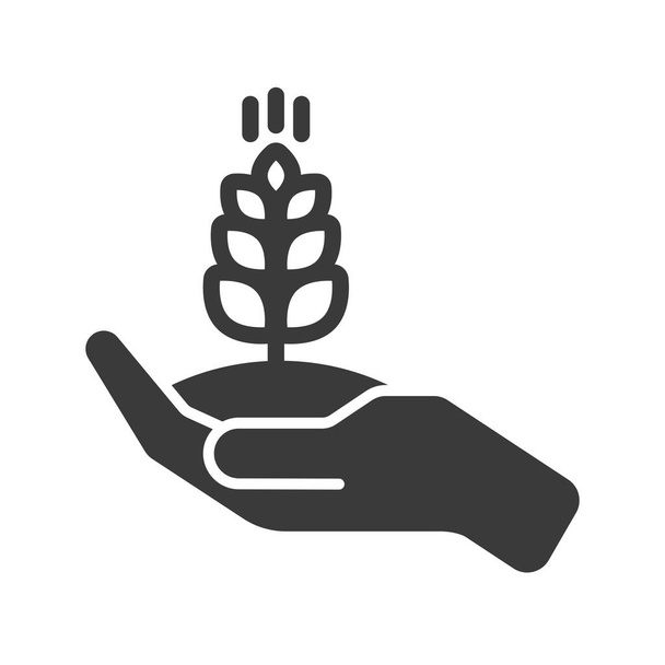Вирощування зернових з землею в руці значок ізольовано на білому тлі. Векторні ілюстрації
. - Вектор, зображення