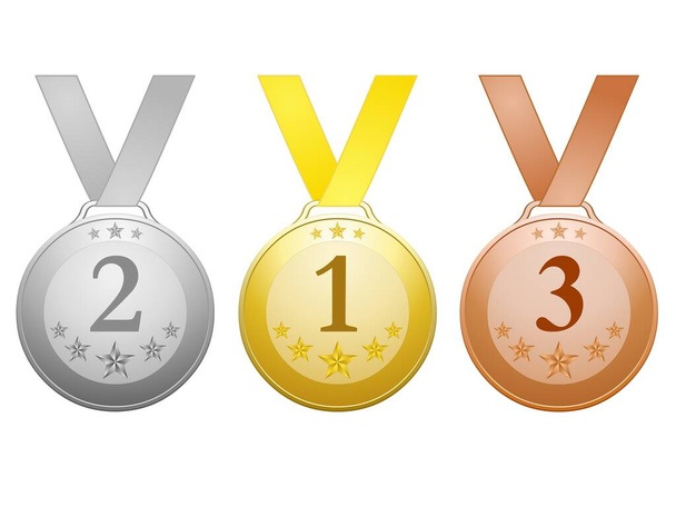 Star medals with ribbons on white background - Vector, afbeelding