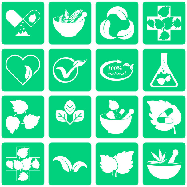 Herbal medicine set clip art. Stencil eco icon. Vector stock illustration. EPS 10 - Vektori, kuva