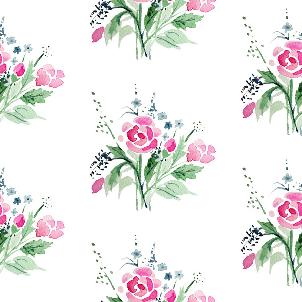 Seamless pattern of  watercolor flowers - Φωτογραφία, εικόνα