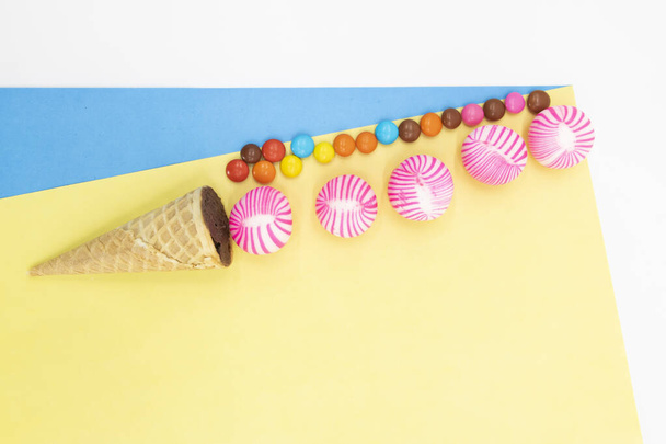 lollipop and candy or candies isolated on background - Фото, зображення