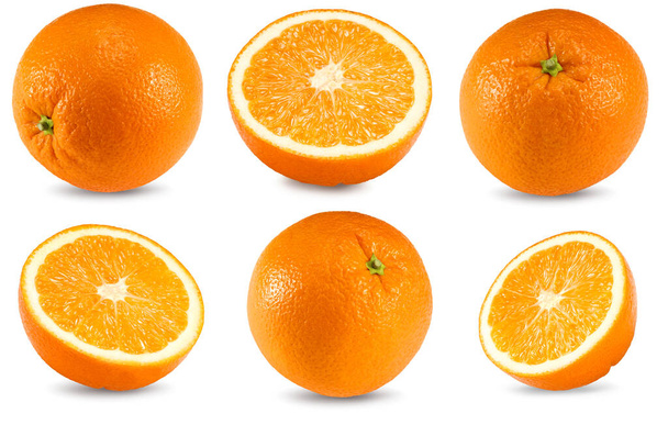 collection of cut of orange isolated on white background. clipping path - Фото, зображення