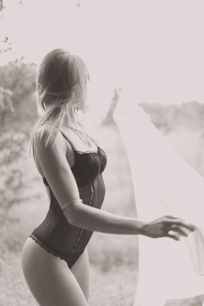 beautiful girl posing in bikini. High quality photo - Zdjęcie, obraz