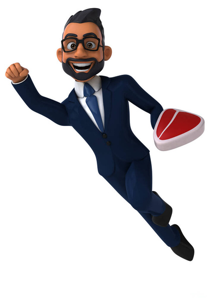 Fun 3D cartoon illustration of an indian businessman with meat  - Photo, Image
