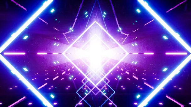 Glowing Diamond Shape Neon Light Passage - Zdjęcie, obraz