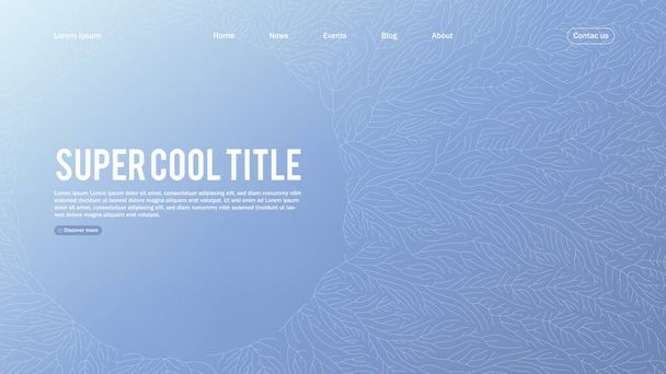 Landing page abstract design with branch pattern. Template for website or app with growing lines - Vector, Imagen
