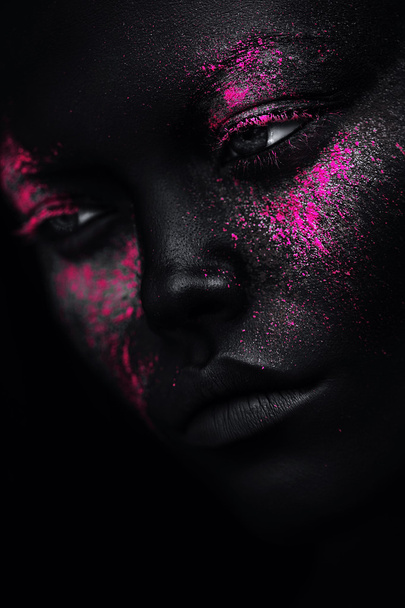 Woman in pink neon powder - Valokuva, kuva