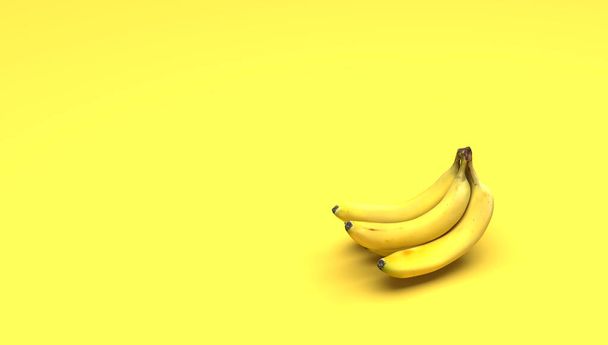 yellow bunch of bananas in front of background - 3D Illustration - Φωτογραφία, εικόνα