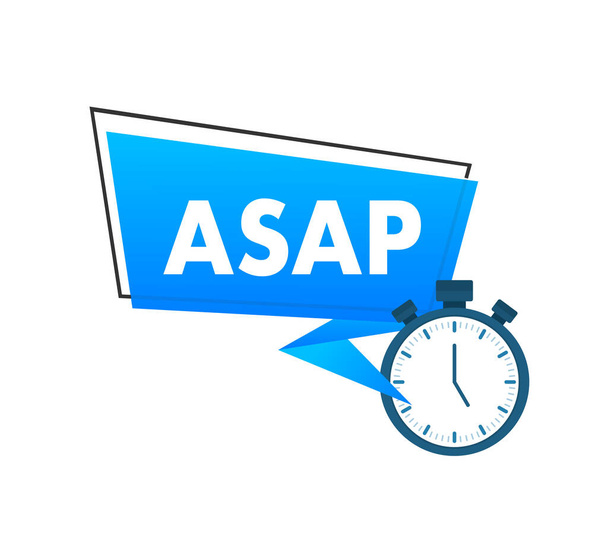 ASAP - As Soon As Possible. Online advertising. Vector illustration. - Vetor, Imagem
