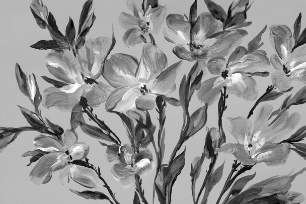 drawing flowers on a bright background. Oil painting, acrylic - Φωτογραφία, εικόνα