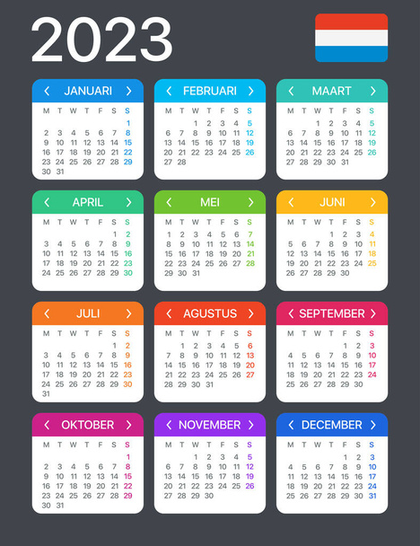 2023 Calendar - vector template graphic illustration - Netherlands version - Vector, Image