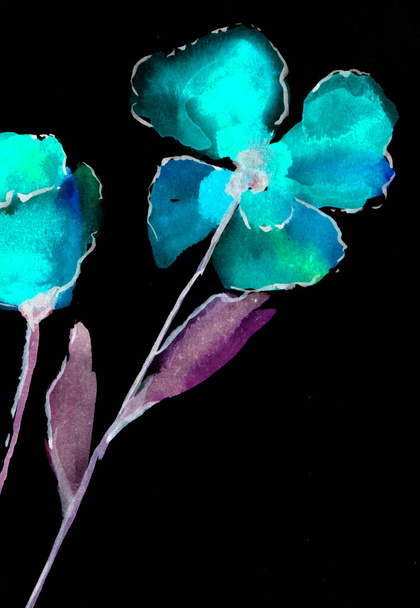 Watercolor floral background. Watercolor flower bouquets. Birthday card. Delicate floral pattern.. inversion - Fotografie, Obrázek