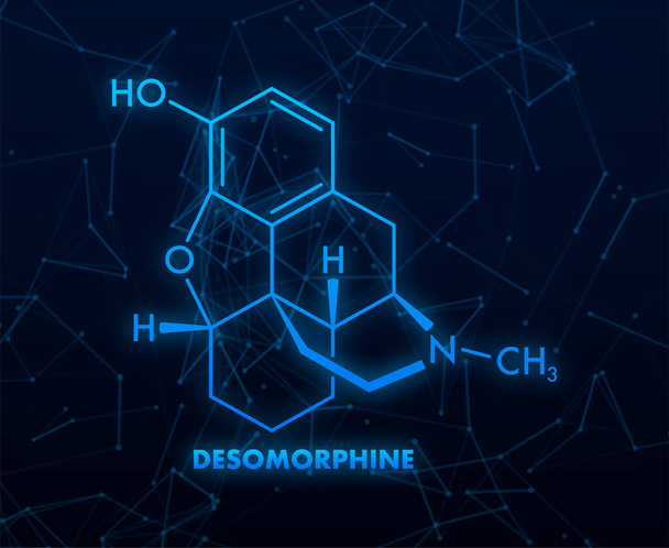 デフォルメイン化学式。デソモルフィン化学分子構造. - ベクター画像