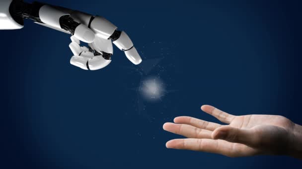 Robô futurista inteligência artificial desenvolvimento de tecnologia de IA revolucionária e conceito de aprendizado de máquina. Pesquisa científica robótica biônica global para o futuro da vida humana. Gráfico de renderização 3D. - Filmagem, Vídeo