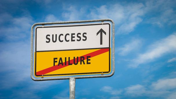 Señal de la calle el camino hacia el éxito versus el fracaso
 - Foto, Imagen