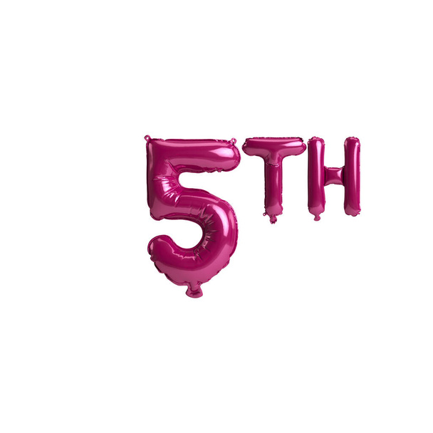 3d illustration of 5th dark pink balloons isolated on background - Foto, immagini