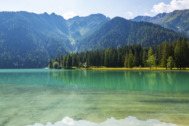 Lake antholz, a beautiful lake in South Tyrol, Italy - Foto, imagen
