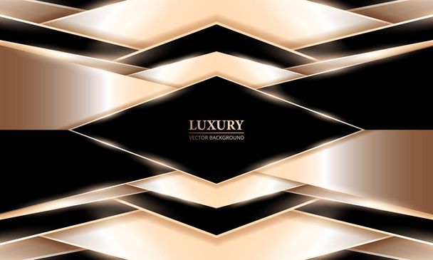 Rose gold and black luxury abstract background with elegant rhombus shape frame and light effects. Vector illustration - Vetor, Imagem
