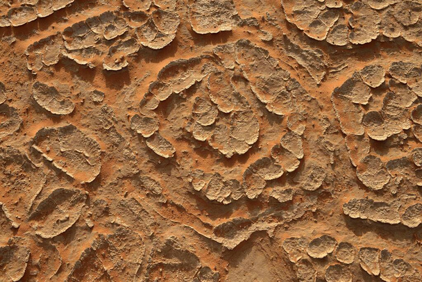 Cracked mud patterns on the playa, Tassili n'Ajjer National Park, Sahara desert, Algeria, Africa - Fotoğraf, Görsel