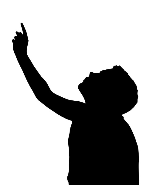 Isolated Boy Child Gesture Pointing Upwards - Vetor, Imagem