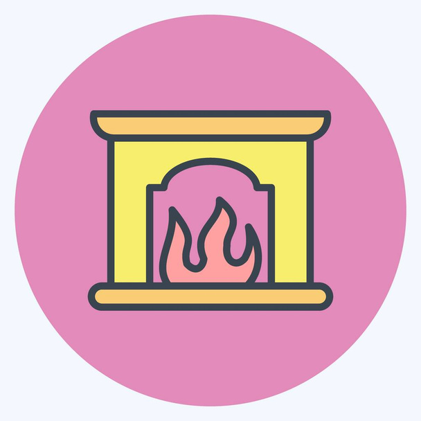 Icon Fireplace. suitable for House symbol. color mate style. simple design editable. design template vector. simple illustration - Vecteur, image