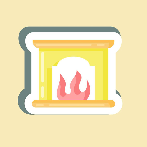 Sticker Fireplace. suitable for House symbol. simple design editable. design template vector. simple illustration - Vecteur, image