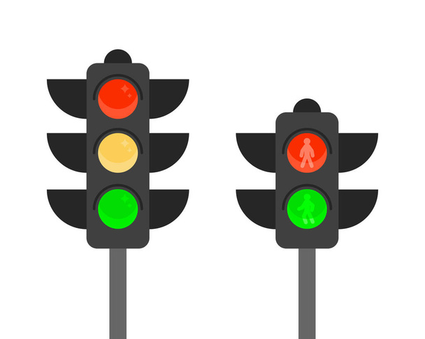 Traffic and pedestrian sign in flat design. - Vektor, obrázek