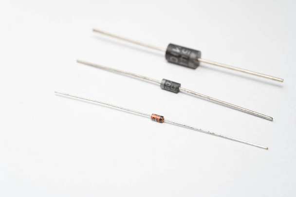 Close up of Different types of diodes isolated on white background. A diodes on the white - Photo, Image