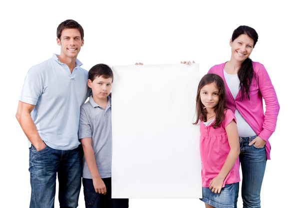 Family Holding  Banner - Foto, afbeelding