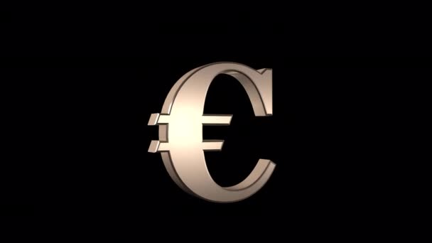 3d EUR symbol rotating with transparent (alpha) background - Video, Çekim