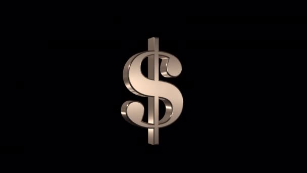 3d δολάριο ΗΠΑ σύμβολο περιστρέφεται με διαφανές (άλφα) φόντο - Πλάνα, βίντεο