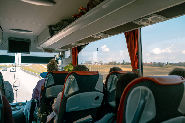inside coach bus road trip highway - Fotografie, Obrázek