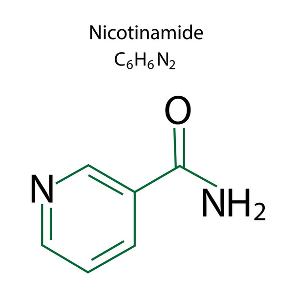 Nicotinamide formula. Line drawing. Vector illustration. Stock image. EPS 10. - ベクター画像