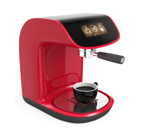 stilvolle rote Kaffeemaschine mit Touchscreen - Foto, Bild