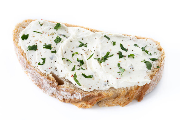 Ser śmietankowy tosty izolowane na białym tle - Zdjęcie, obraz